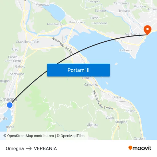 Omegna to VERBANIA map