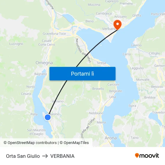 Orta San Giulio to VERBANIA map