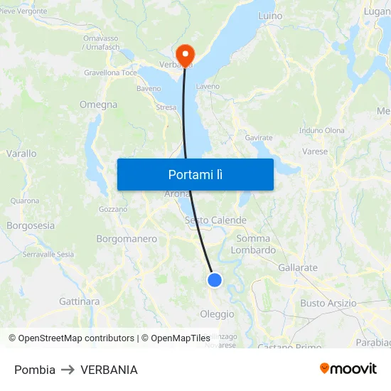 Pombia to VERBANIA map