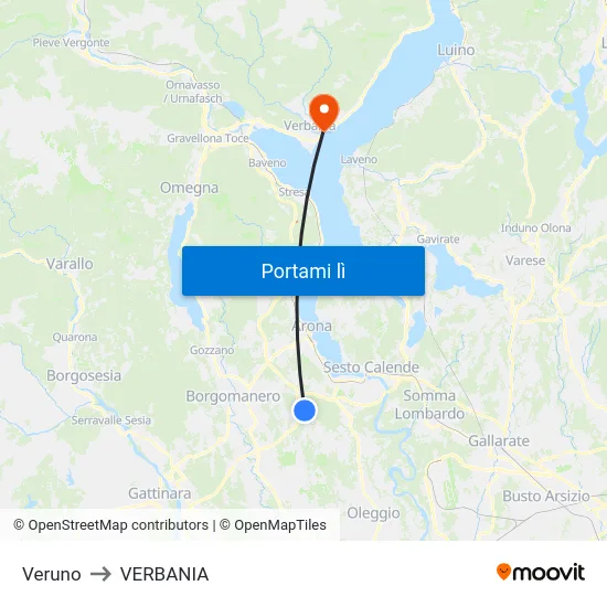 Veruno to VERBANIA map