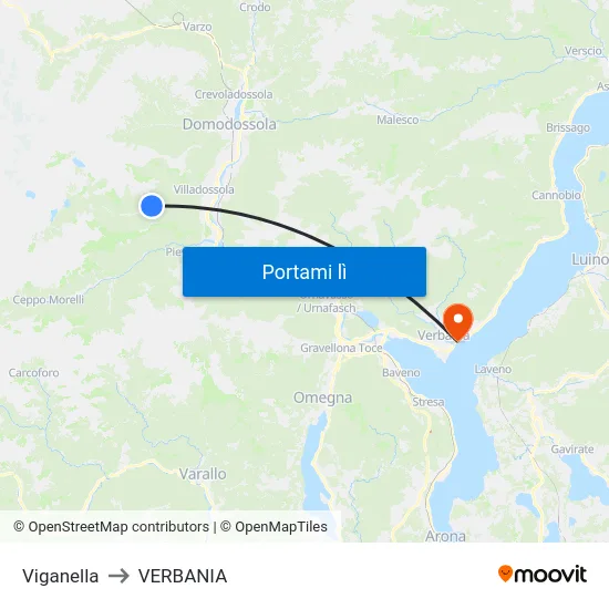 Viganella to VERBANIA map