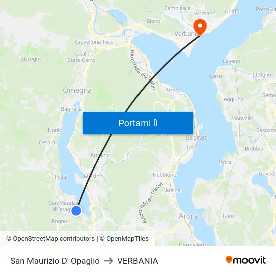 San Maurizio D' Opaglio to VERBANIA map