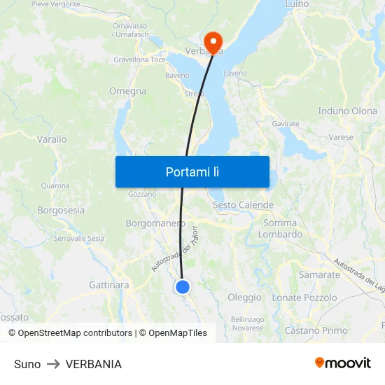 Suno to VERBANIA map