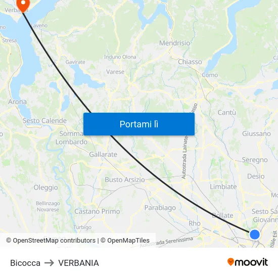Bicocca to VERBANIA map
