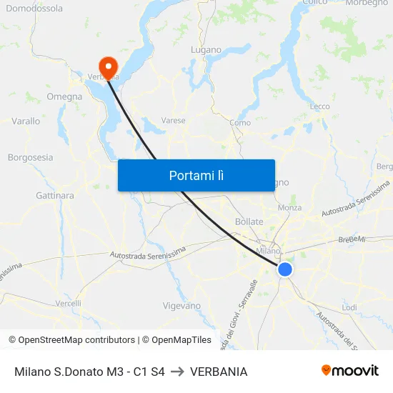 Milano S.Donato M3 - C1 S4 to VERBANIA map