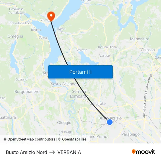 Busto Arsizio Nord to VERBANIA map
