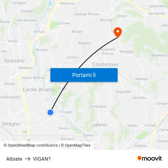 Albiate to VIGAN? map