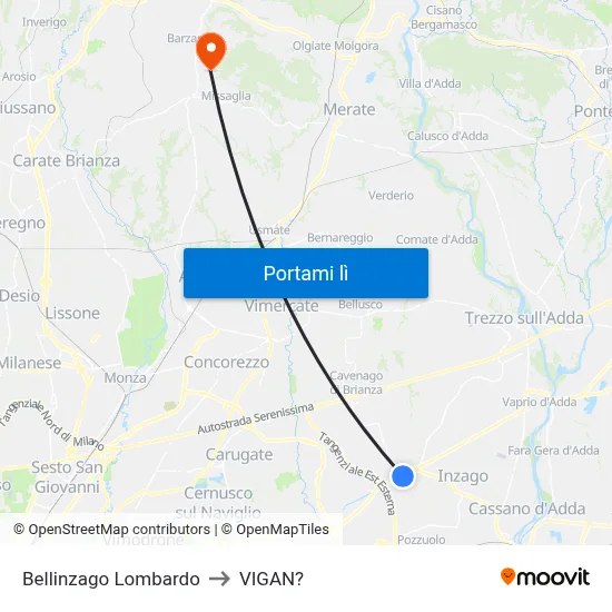 Bellinzago Lombardo to VIGAN? map