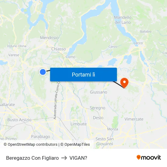 Beregazzo Con Figliaro to VIGAN? map