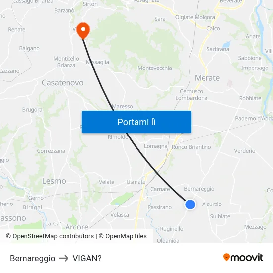 Bernareggio to VIGAN? map