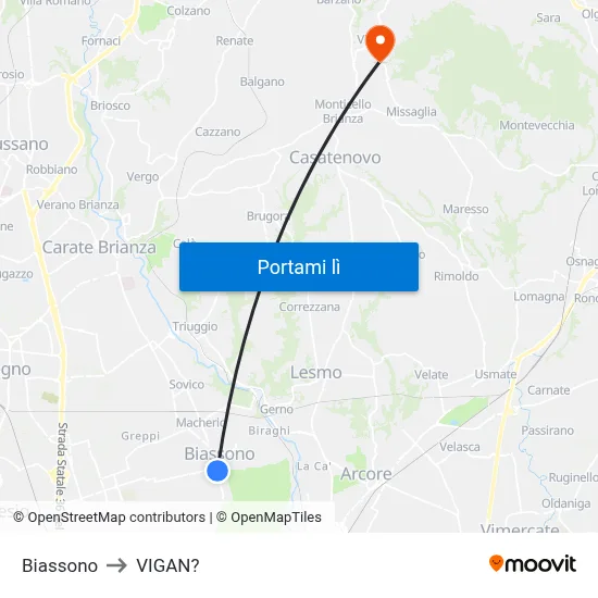 Biassono to VIGAN? map