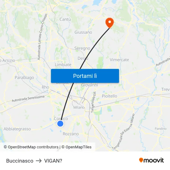 Buccinasco to VIGAN? map
