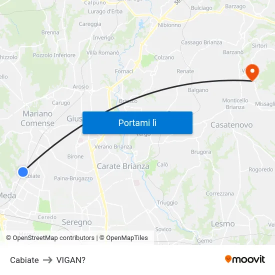Cabiate to VIGAN? map