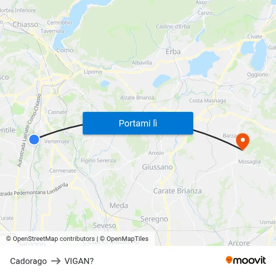 Cadorago to VIGAN? map