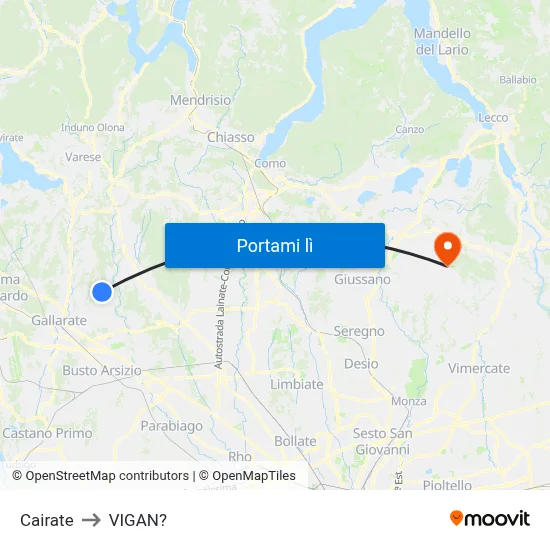 Cairate to VIGAN? map
