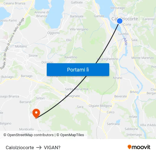 Calolziocorte to VIGAN? map