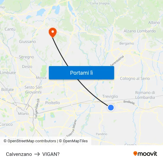 Calvenzano to VIGAN? map