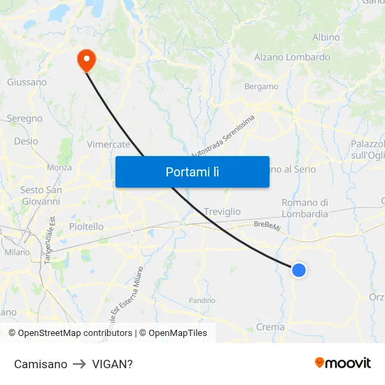 Camisano to VIGAN? map