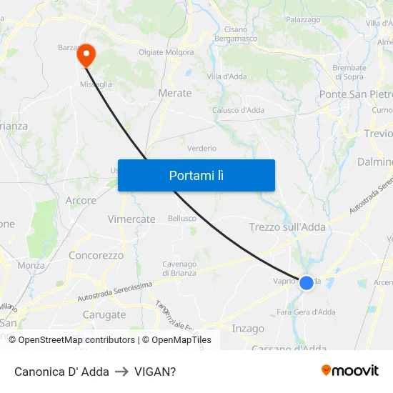 Canonica D' Adda to VIGAN? map