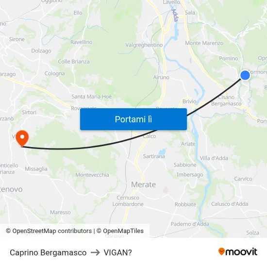 Caprino Bergamasco to VIGAN? map