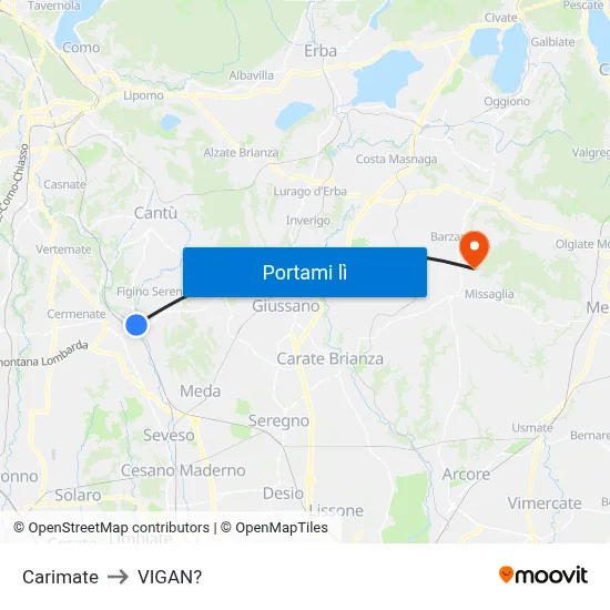 Carimate to VIGAN? map