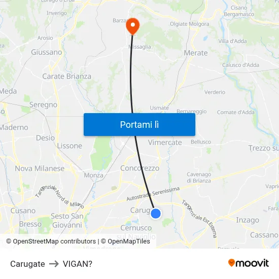 Carugate to VIGAN? map