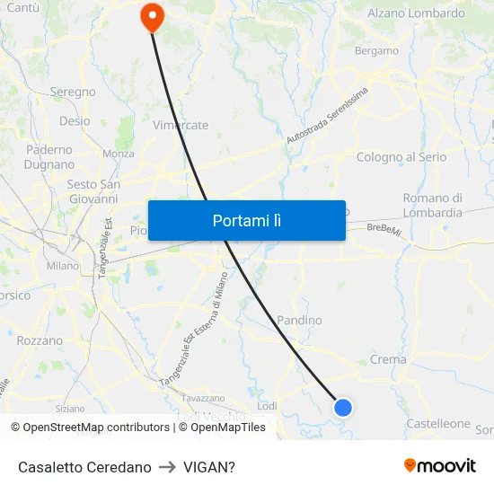 Casaletto Ceredano to VIGAN? map