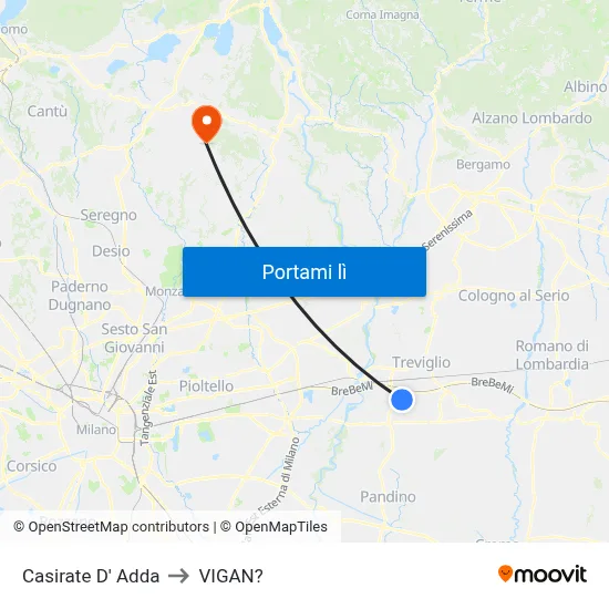 Casirate D' Adda to VIGAN? map