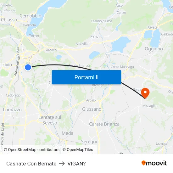 Casnate Con Bernate to VIGAN? map