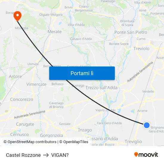 Castel Rozzone to VIGAN? map