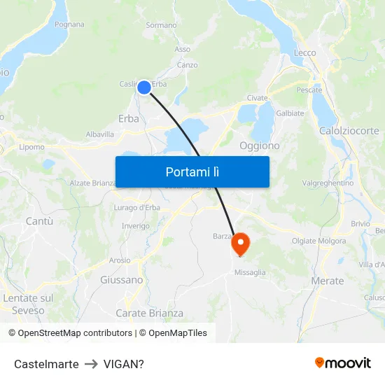 Castelmarte to VIGAN? map