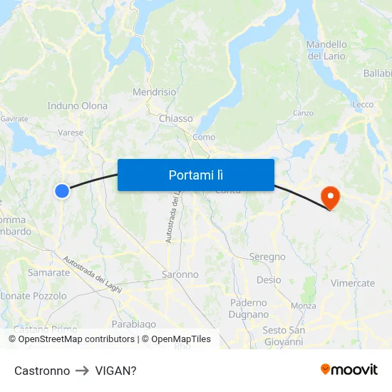 Castronno to VIGAN? map