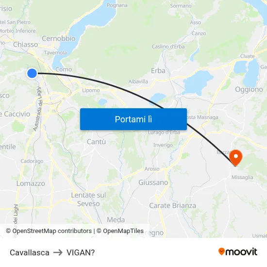 Cavallasca to VIGAN? map