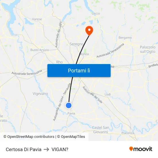 Certosa Di Pavia to VIGAN? map