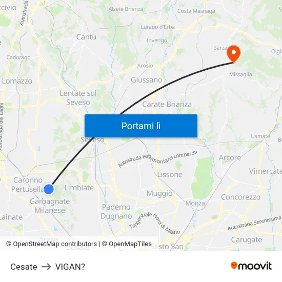 Cesate to VIGAN? map