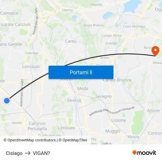 Cislago to VIGAN? map