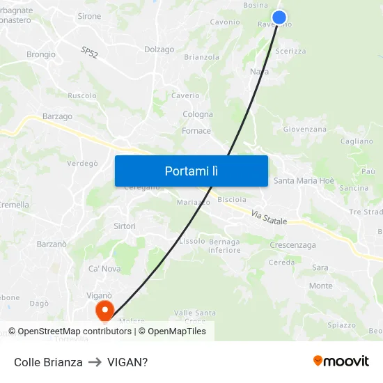Colle Brianza to VIGAN? map