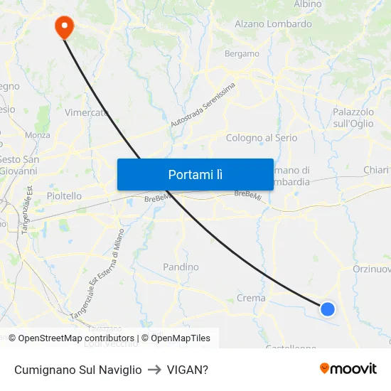Cumignano Sul Naviglio to VIGAN? map