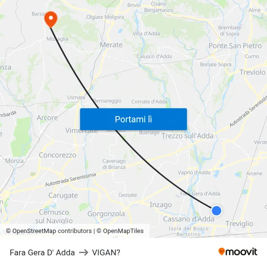 Fara Gera D' Adda to VIGAN? map