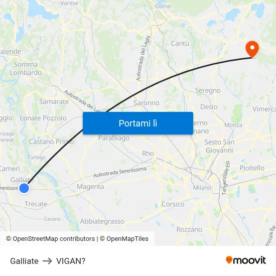 Galliate to VIGAN? map