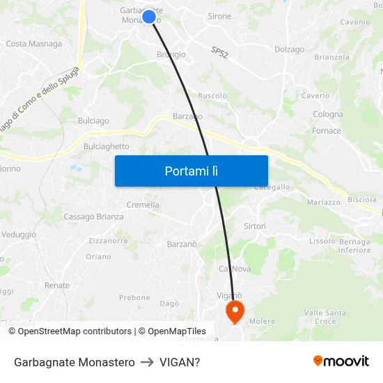 Garbagnate Monastero to VIGAN? map