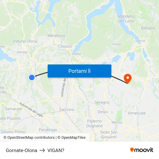Gornate-Olona to VIGAN? map