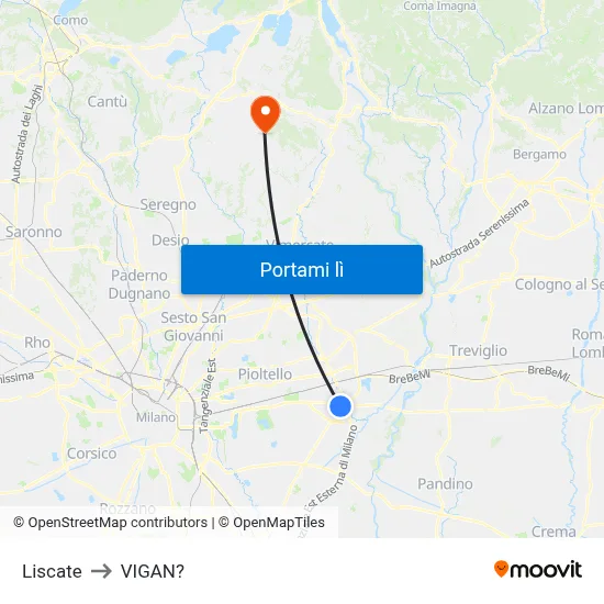 Liscate to VIGAN? map