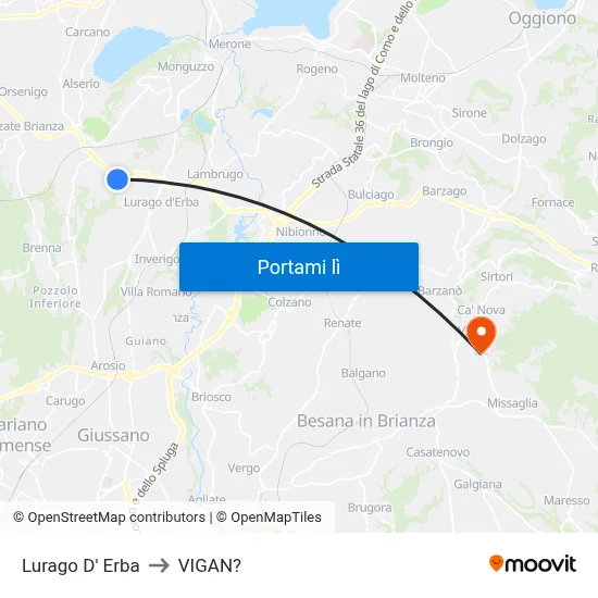 Lurago D' Erba to VIGAN? map