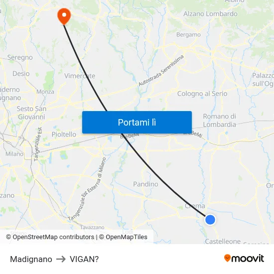 Madignano to VIGAN? map