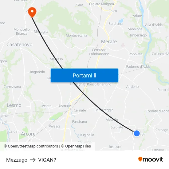 Mezzago to VIGAN? map
