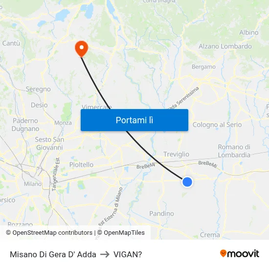Misano Di Gera D' Adda to VIGAN? map