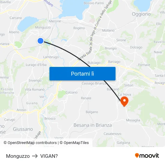Monguzzo to VIGAN? map