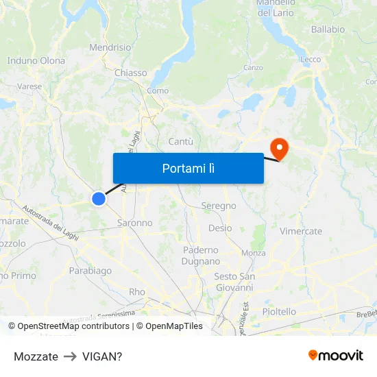 Mozzate to VIGAN? map