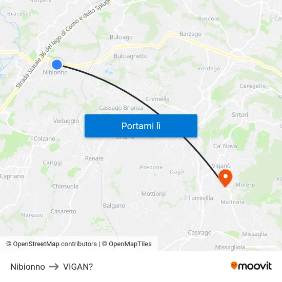 Nibionno to VIGAN? map